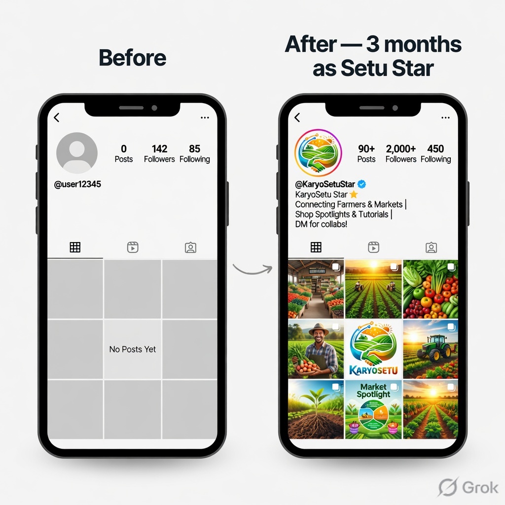Instagram grid before vs after